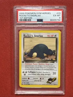 Pokemon 2000 1st Edition Gym Heroes Rocket's Snorlax rare card, PSA 6 One Owner - Image 1