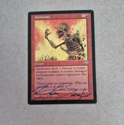 UNPLAYED SIGNED NM MAGIC MTG INCINERATE CARD MIRAGE BRIAN SNODDY EDH CUBE VTG - Image 1