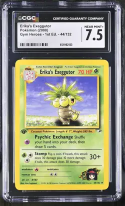 CGC 7.5 Erika's Exeggutor Gym Heroes 1st Edition 44/132 Pokemon Card - Image 1