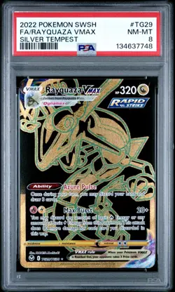 2022 Pokemon Sword & Shield SWSH FA Rayquaza Vmax Silver Tempest #TG29 PSA 8 - Image 1