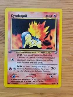 Pokemon TCG Cyndaquil 56/111 Common 1st Edition Neo Genesis LP/NM WOTC. - Image 1