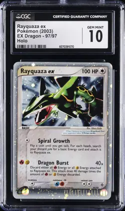 2003 POKEMON EX DRAGON ULTRA RARE HOLO #97 RAYQUAZA EX CGC 10 - Image 1