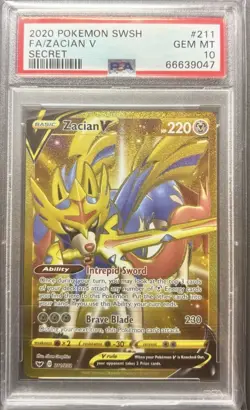 2020 POKEMON SWORD & SHIELD SECRET #211 FULL ART/ZACIAN V PSA 10 - Image 1