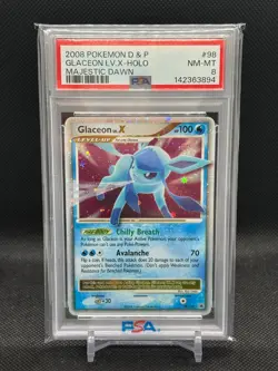 Pokemon Glaceon Lv.X Majestic Dawn Holo Ultra Rare #98 PSA 8 - Image 1