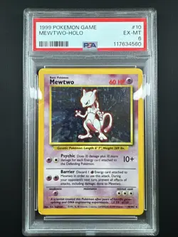 1999 POKEMON GAME BASE SET UNLIMITED 10 MEWTWO-HOLO PSA 6 EX-MT - Image 1