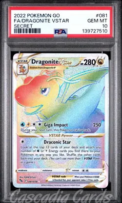 PSA 10 Dragonite VStar Full Art Rainbow 081/078 Pokemon Go Pokemon - Image 1