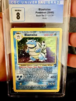 Pokemon TCG 1999 Blastoise Base Set 2 CGC Grade 8 - Image 1
