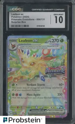 2025 Pokemon PRE EN Surprise Box Exclusive #006 Leafeon ex CGC 10 GEM MINT - Image 1