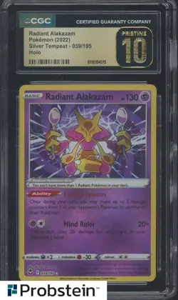 2022 Pokemon Silver Tempest #059 Radiant Alakazam Holo CGC 10 PRISTINE - Image 1