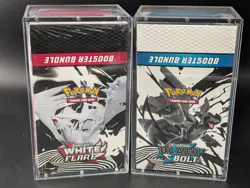 2x Pokemon SV10.5 Black Bolt White Flare Sealed Booster Bundle Display W/Acrylic - Image 1