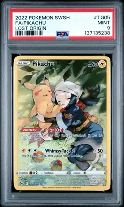 2022 Pokemon Sword & Shield Lost Origin TG05 FA/Pikachu PSA 9 Mint - Image 1