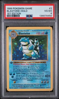 Pokemon 1999 1st Edition Shadowless Blastoise #2 PSA 4 - Image 1