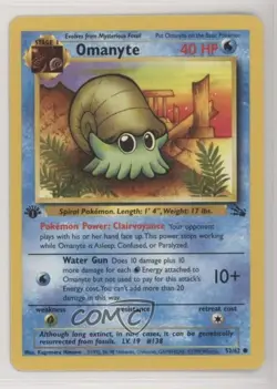 Omanyte 1st Ed. Pokemon Fossil #52 1999 - Image 1