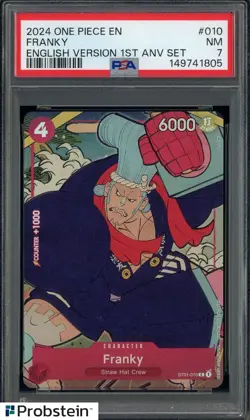 2024 One Piece EN English Version 1st Anv Set #010 Franky PSA 7 NM - Image 1