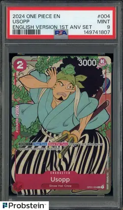 2024 One Piece EN English Version 1st Anv Set #004 Usopp PSA 9 MINT - Image 1