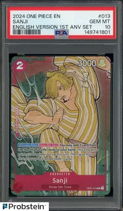 2024 One Piece EN English Version 1st Anv Set #013 Sanji PSA 10 GEM MINT - Image 1