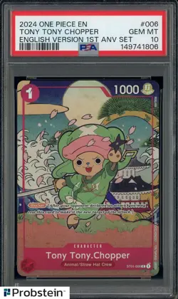 2024 One Piece EN English Version 1st Anv Set #006 Tony Tony Chopper PSA 10 - Image 1
