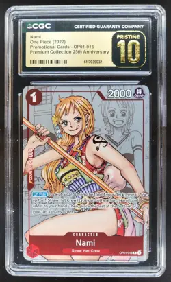 2022 ONE PIECE JAPANESE NAMI RARE MANGA ALT ART OP01-016 CGC 10 PRISTINE B PT - Image 1