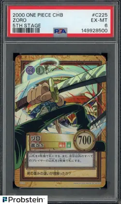 2000 One Piece CHB 5th Stage #C225 Zoro PSA 6 EX-MT - Image 1