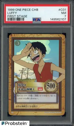 1999 One Piece CHB First Stage #C01 Luffy PSA 7 NM - Image 1