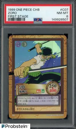1999 One Piece CHB First Stage #C07 Zoro PSA 8 NM-MT - Image 1