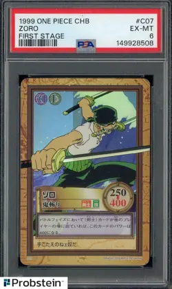 1999 One Piece CHB First Stage #C07 Zoro PSA 6 EX-MT - Image 1