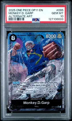 2025 ONE PIECE OP11-A FIST OF DIVINE SPEED ALTERNATE ART MONKEY D. GARP PSA 10 - Image 1