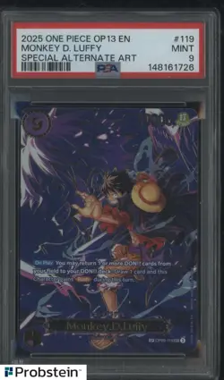 2025 One Piece OP13 ENGLISH Special Alternate Art #119 Monkey D. Luffy PSA 9 - Image 1