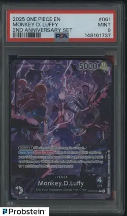 2025 One Piece ENGLISH 2nd Anniversary Set #061 Monkey D. Luffy PSA 9 MINT - Image 1