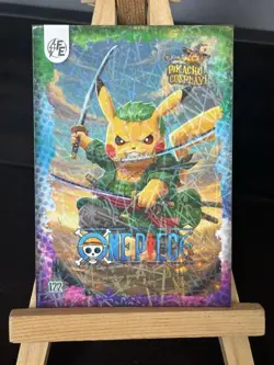 One Piece Zoro Pikachu #122 Laser Holo - Electric Pikachu Cosplay - Pokemon ZL13 - Image 1