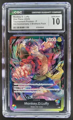 2025 ONE PIECE MONKEY D. LUFFY 3RD ANNIVERSARY PROMO CGC 10 B PT - Image 1