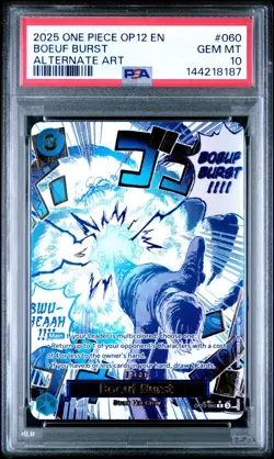 2025 One Piece OP12 En Boeuf Burst Alternate Art #060 PSA 10 Gem Mint - Image 1
