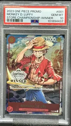2023 One Piece Promo Store Championship Winner ENG #001 Monkey D. Luffy PSA 10 - Image 1
