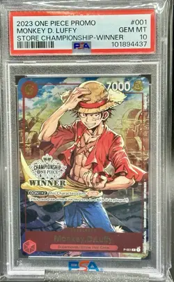 2023 One Piece Promo Store Championship Winner ENG #001 Monkey D. Luffy PSA 10 - Image 2
