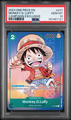 2023 ONE PIECE PROMOS CAMPAIGN EXCLUSIVE #037 MONKEY D. LUFFY PSA 10 - Image 1