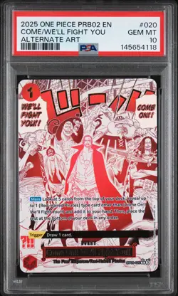 2025 ONE PIECE PRB02 ALTERNATE ART #020 COME ON!! WE'LL FIGHT YOU!! PSA 10 - Image 1