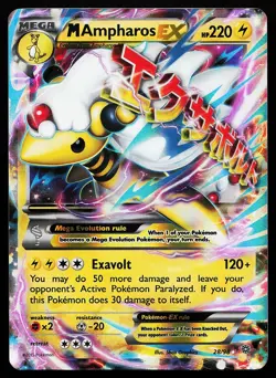 M Ampharos EX 28/98 Holo XY Ancient Origins Pokemon Card - Image 1