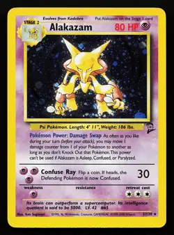 Alakazam 1/130 Holo Rare Base Set 2 Pokemon Card - Image 1