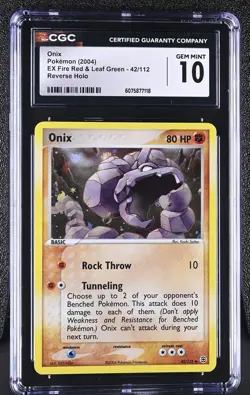 CGC 10 GEM MINT Onix EX Fire Red & Leaf Green 42/112 Reverse Holo Pokemon Card - Image 1