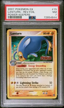Pokemon Card Lanturn 15/108 Reverse Holo Foil EX Power Keepers PSA 7 NM - Image 1