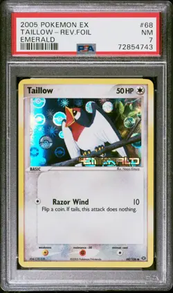 Pokemon Card Taillow 68/106 Reverse Holo EX Emerald PSA 7 NM - Image 1