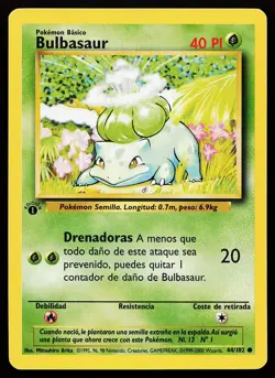 Bulbasaur 44/102 Common 1st Edition SPANISH Base Set Pokemon Card - Image 1