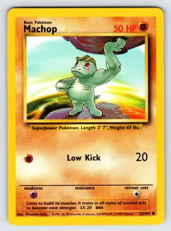 Machop 52/102 1999 Base Set Unlimited Pokemon Card WOTC Vintage Common - Vlp - Image 1