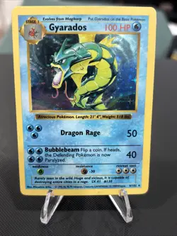 Pokemon Gyarados 6/102 Base Set Holo Rare 1999 WOTC Vintage Card Swirl - Image 1