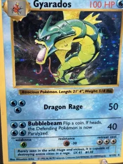 Pokemon Gyarados 6/102 Base Set Holo Rare 1999 WOTC Vintage Card Swirl - Image 5