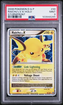 2008 POKEMON DIAMOND & PEARL STORMFRONT #99 RAICHU LV.X-HOLO PSA 9 - Image 1