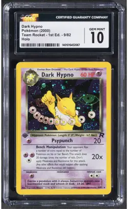 2000 Dark Hypno Pokemon Team Rocket 1st Edition 9/82 Holo CGC 10 SWIRL - Image 1