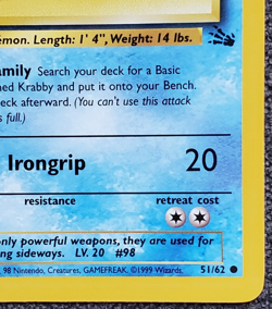 1st Edition Krabby - Fossil - #51/62 - Vintage Pokemon Card 1999 WOTC - Image 4