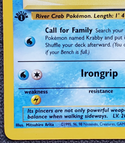 1st Edition Krabby - Fossil - #51/62 - Vintage Pokemon Card 1999 WOTC - Image 5