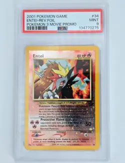 PSA 9 Mint Entei #34 Pokemon Black Star Promo Reverse Holo WOTC - Image 1